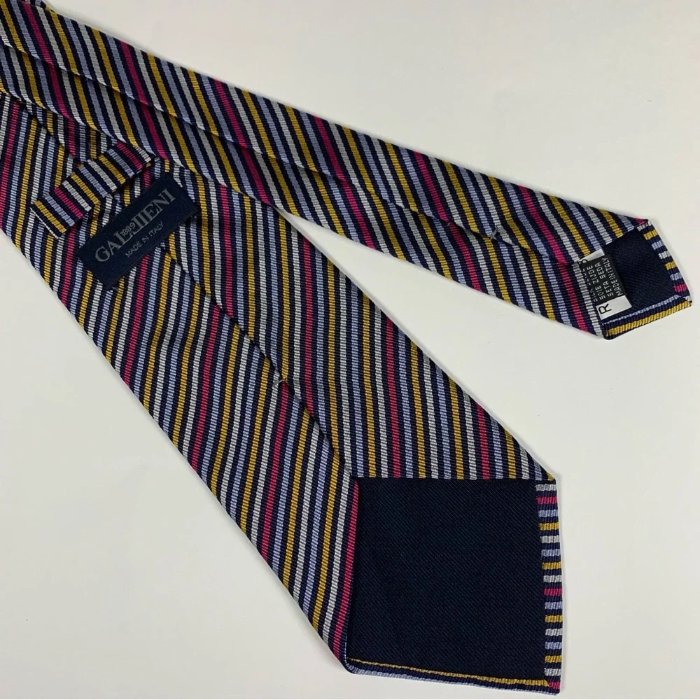 Gallieni 1889 Tie‎ Men's 100% Silk Multicolor Striped Made in Italy 3.50